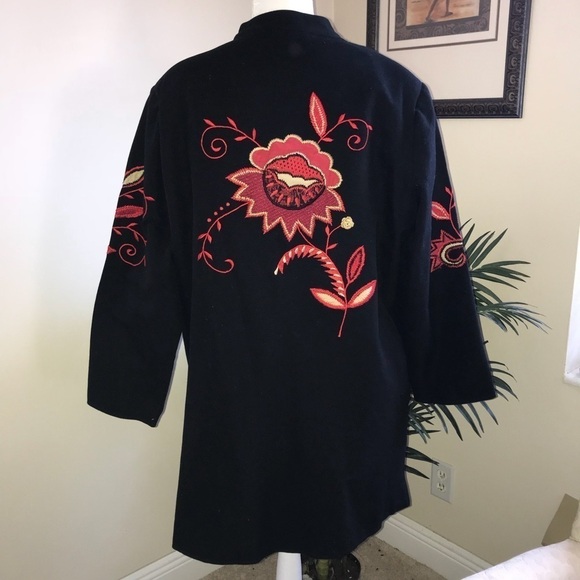 Indigo Moon Embroidered Long Women Plus Size Jacket 1X - Picture 7 of 7